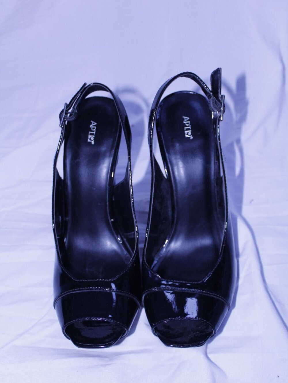 Apt. 9 Black Patent Slingback Peep-toe Stiletto Heels Size 7.5